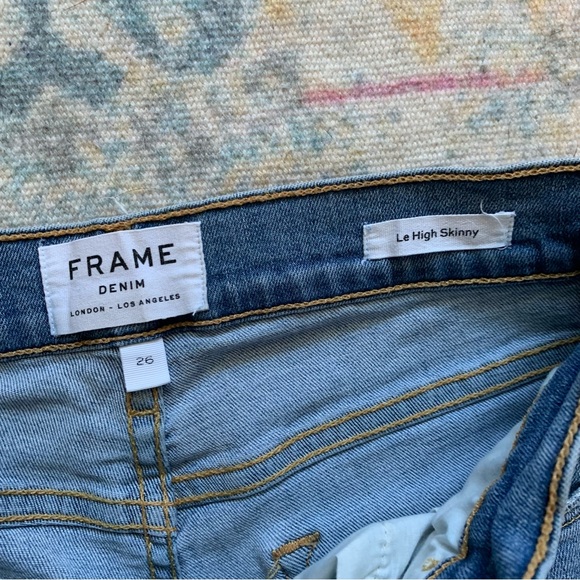 FRAME Le High Raw Hem Skinny Jeans Medium Wash Size 26 - Picture 4 of 6